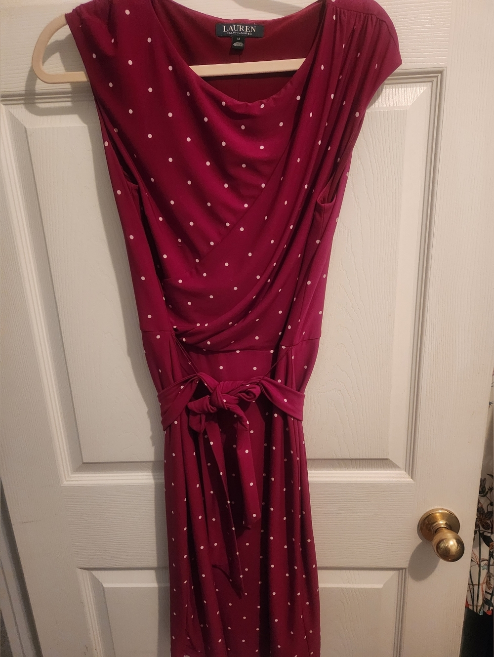 Ralph Lauren Burgundy With White Polka Dress